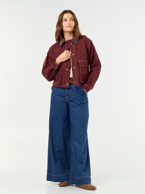 Denim workwearjas met fluwelen kraag - Kiabi Denim workwearjas met fluwelen kraag - Kiabi