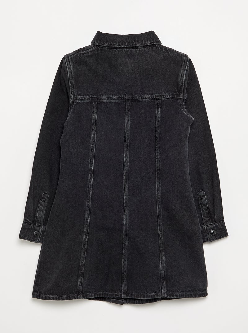 Denimjurk met lange mouwen en blousekraag Grijs - Kiabi