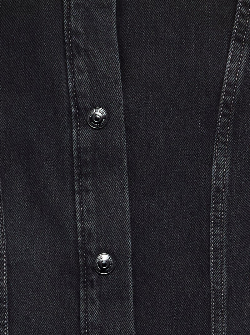 Denimjurk met lange mouwen en blousekraag Grijs - Kiabi