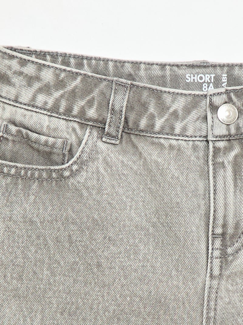 Denimshort met hoge taille Grijs - Kiabi