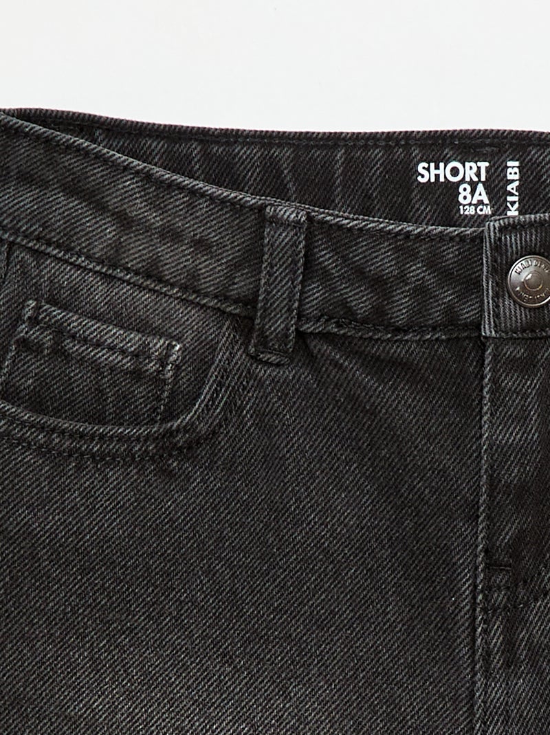 Denimshort met hoge taille Zwart - Kiabi