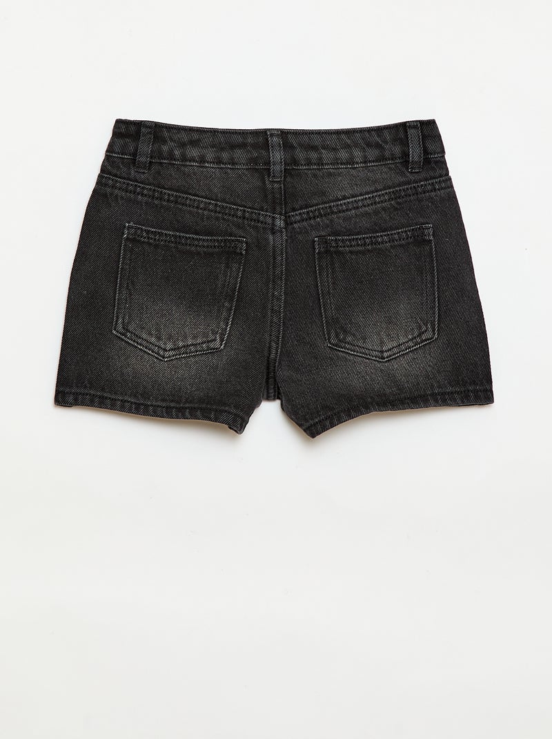 Denimshort met hoge taille Zwart - Kiabi