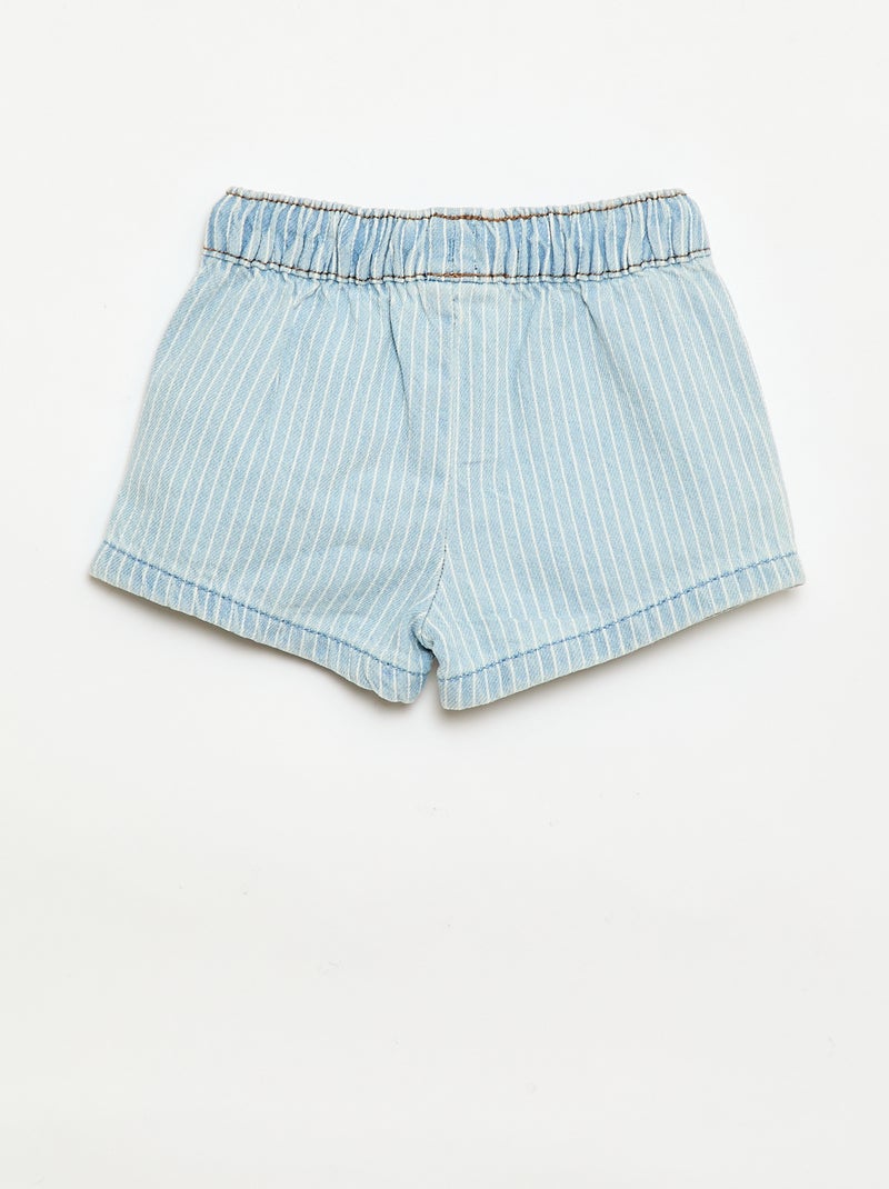 Denimshort met trekkoordjes Blauw - Kiabi