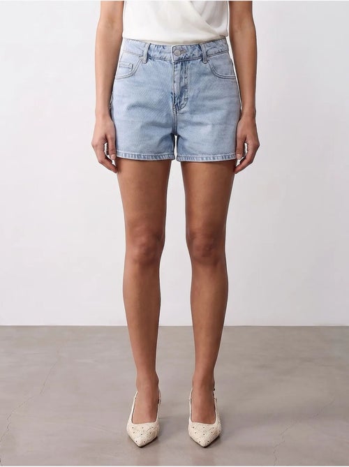Denimshorts met hoge taille van linnen dilvin - Kiabi Denimshorts met hoge taille van linnen dilvin - Kiabi