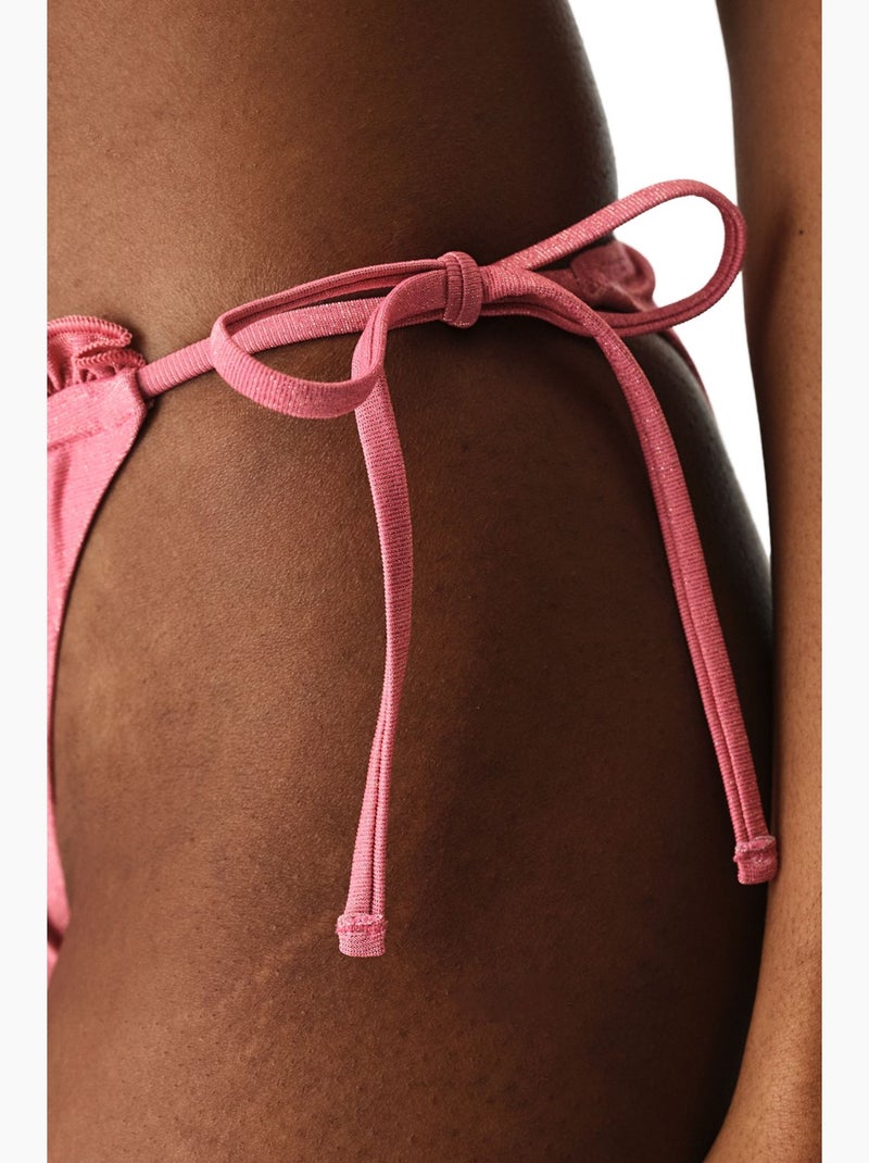 Denisse ruffle bikinibroekje met ruches, middelhoge taille penti Roze - Kiabi