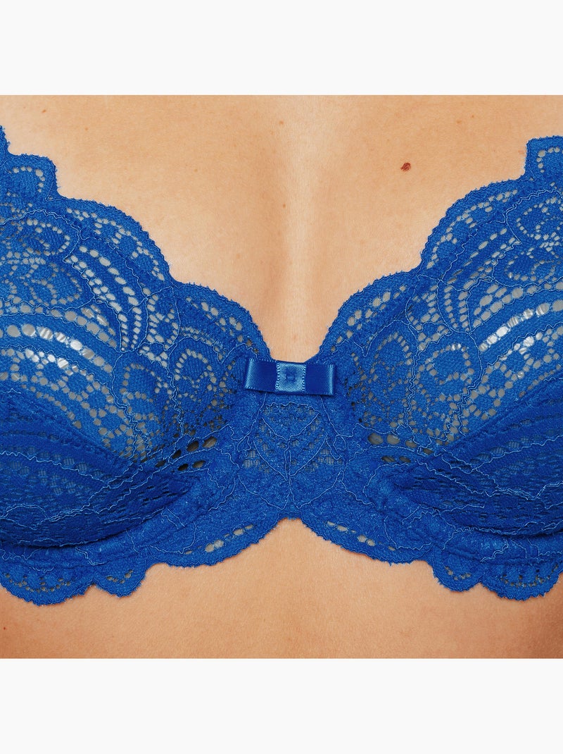 Dentelle beha bedekkend kant koningsblauw Koningsblauw - Kiabi