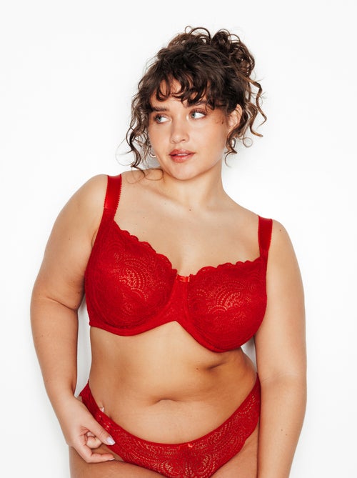 Dentelle beha bedekkend kant rood - Kiabi