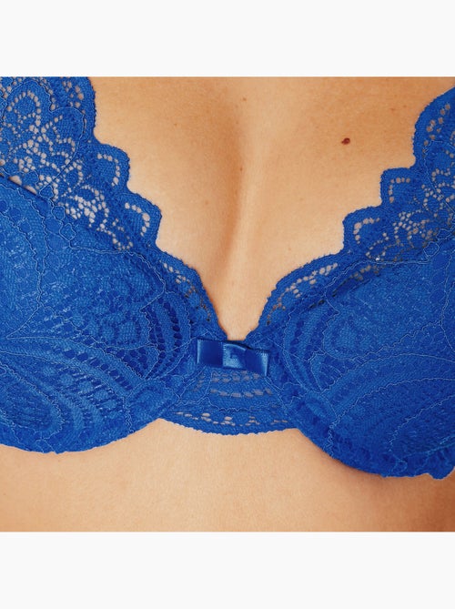 Dentelle beha verstevigend sjaalvorm kant koningsblauw - Kiabi Dentelle beha verstevigend sjaalvorm kant koningsblauw - Kiabi