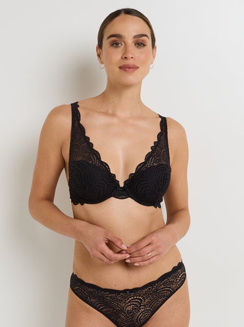 Dentelle beha verstevigend sjaalvorm kant zwart - Kiabi