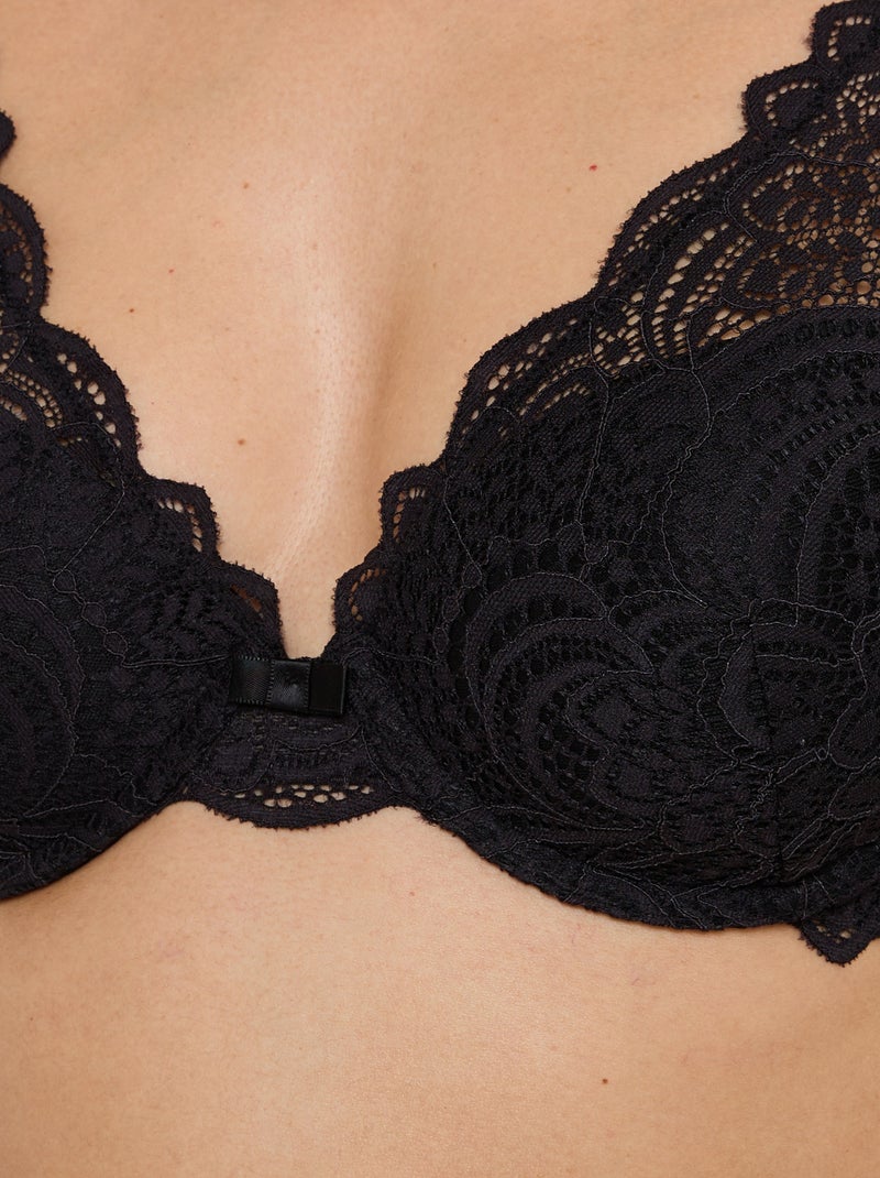 Dentelle beha verstevigend sjaalvorm kant zwart Zwart - Kiabi