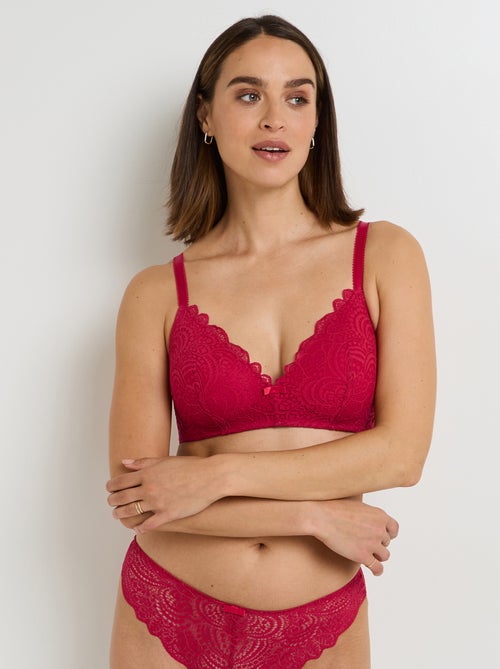 Dentelle beha zonder beugel voorgevormd rood - Kiabi