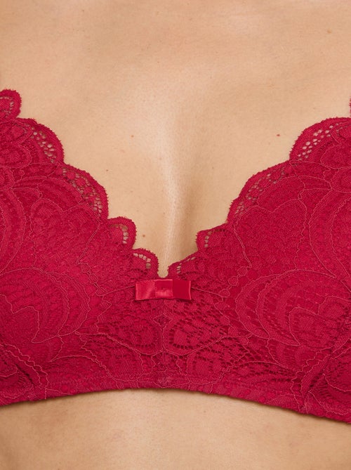 Dentelle beha zonder beugel voorgevormd rood - Kiabi