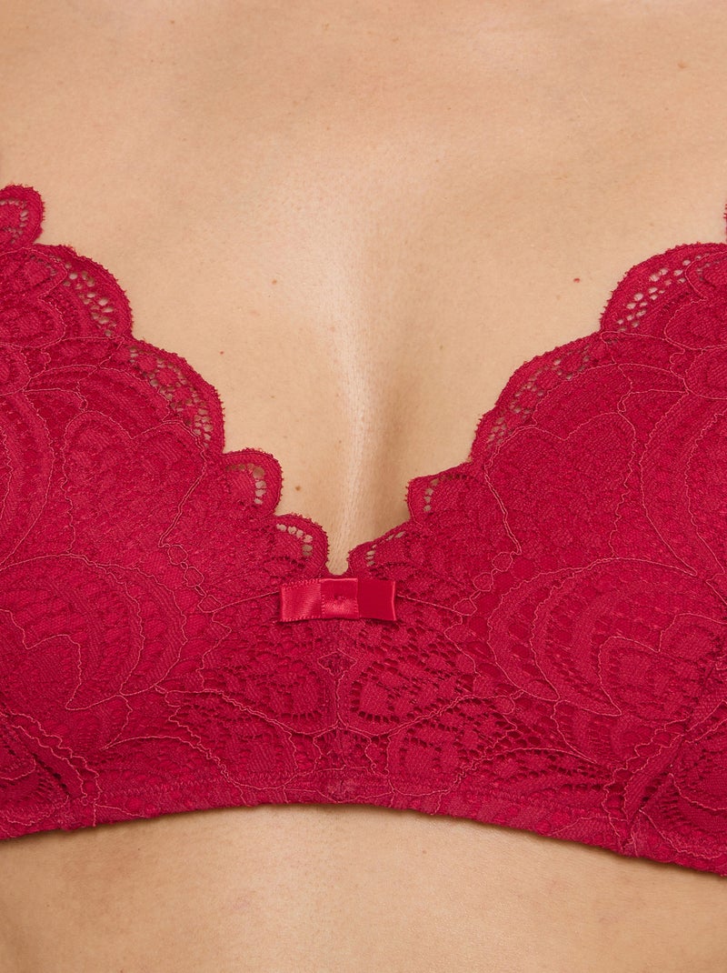 Dentelle beha zonder beugel voorgevormd rood Rood - Kiabi