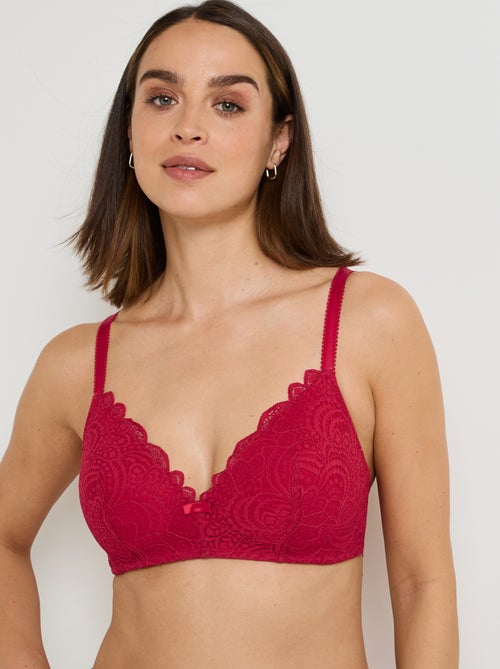 Dentelle beha zonder beugel voorgevormd rood - Kiabi