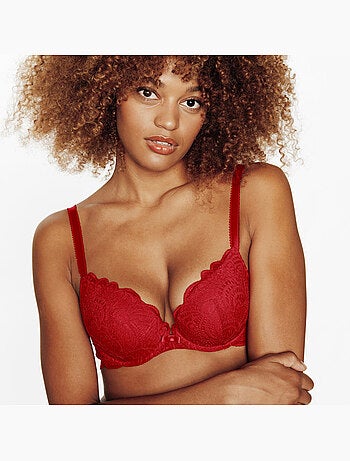 Dentelle push-up beha kant rood