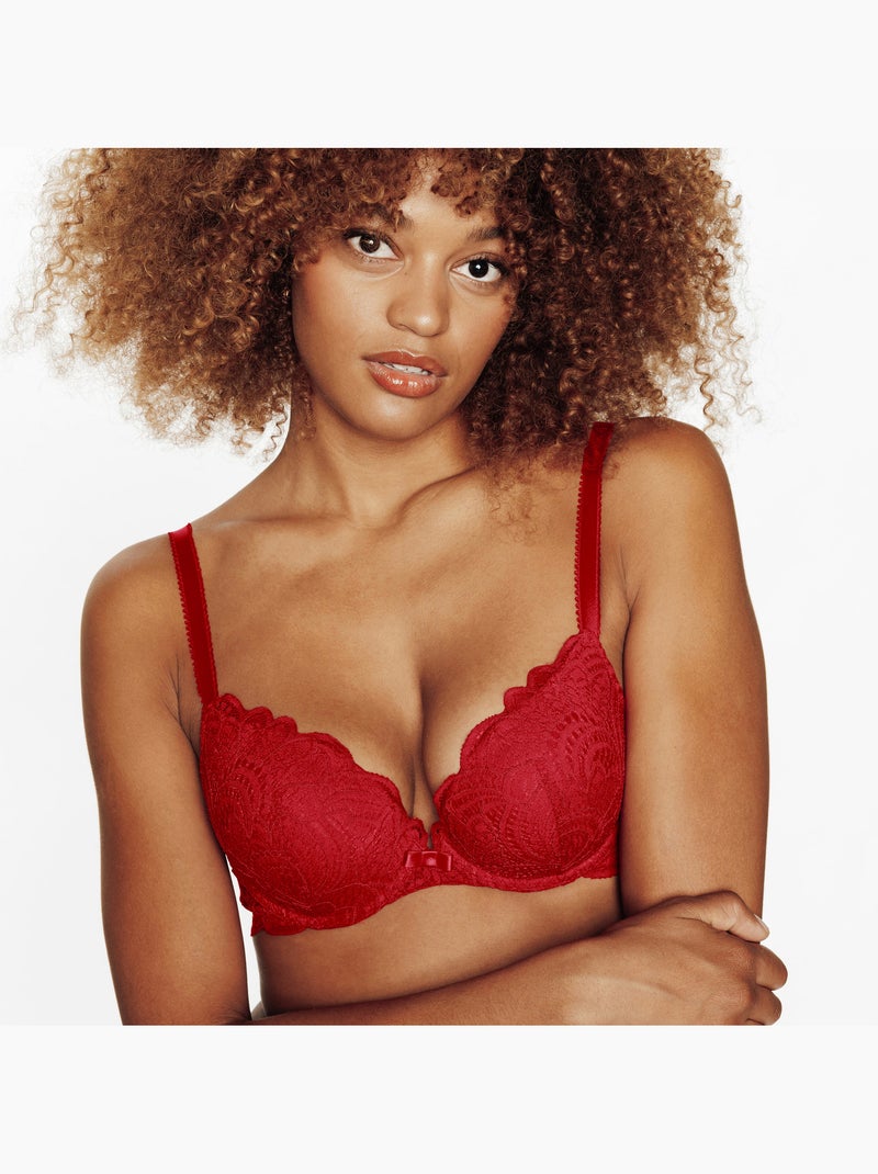Dentelle push-up beha kant rood Rood - Kiabi
