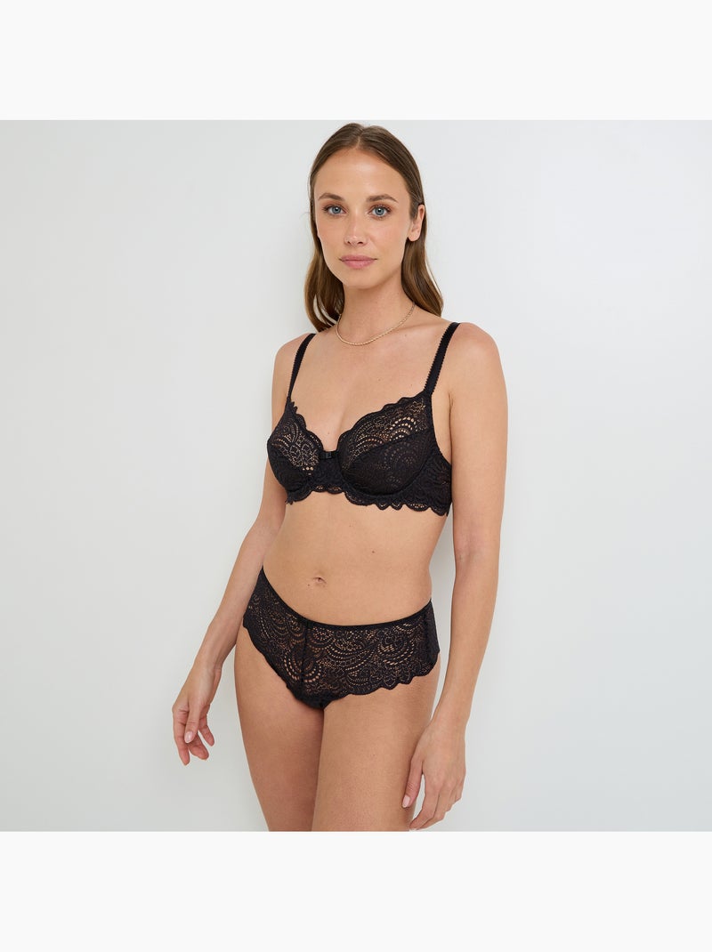 Dentelle shorty string kant zwart Zwart - Kiabi