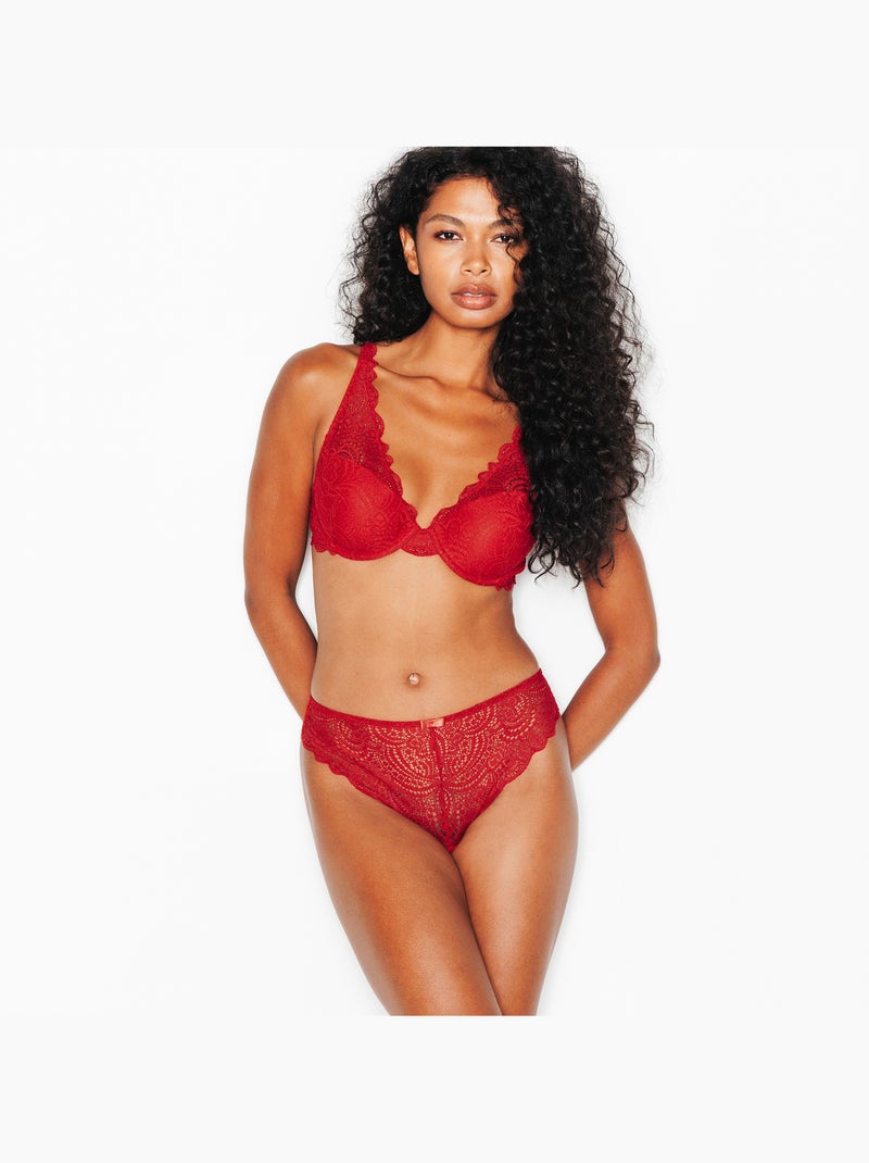 Dentelle slip kant rood Rood - Kiabi