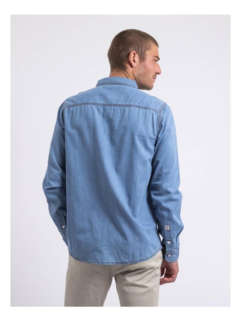 Denvik shirt met lange mouwen en denimlook Blauw - Kiabi