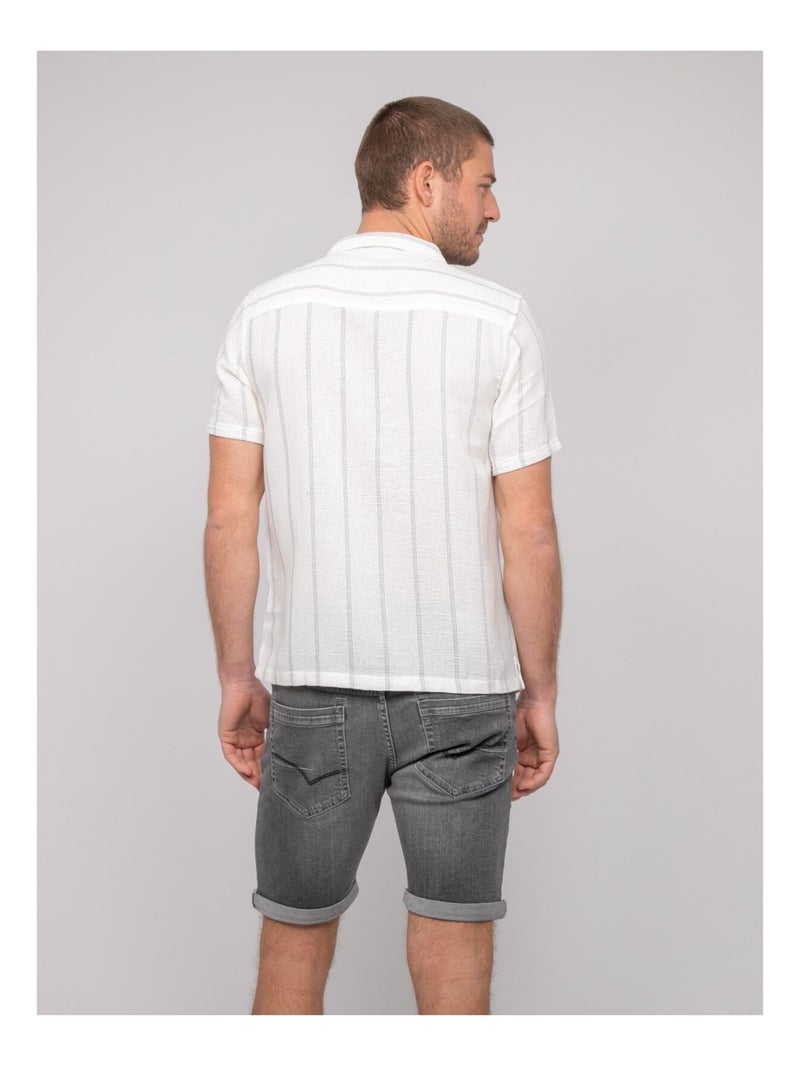 Dermunik gestreept shirt met korte mouwen Ecru - Kiabi