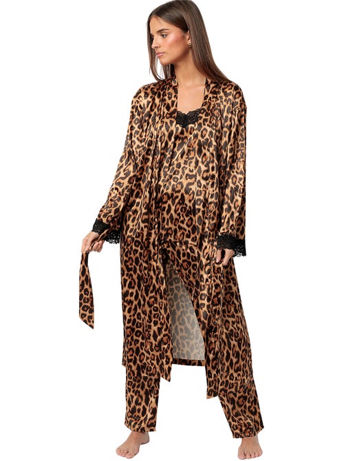 Déshabillé satin long glam leopard - Kiabi