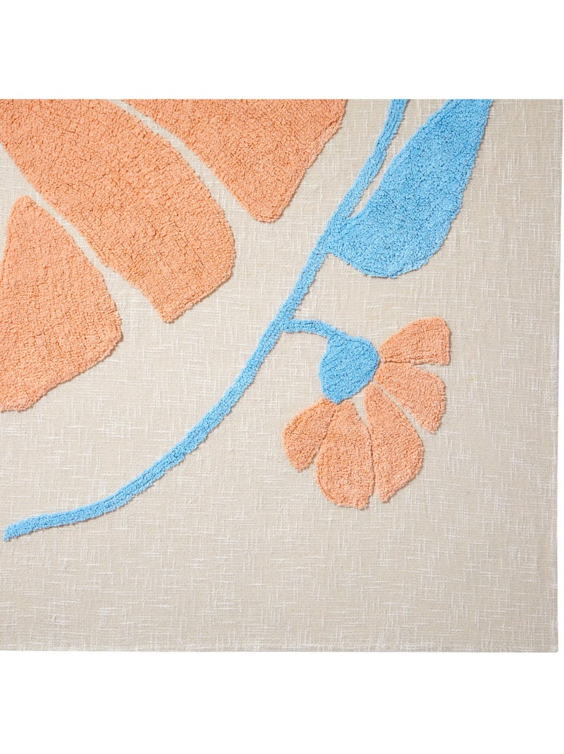 Dessus de lit 260x240xcm motif tufté coton FLEURS SAUVAGES Blanc chaud - Kiabi