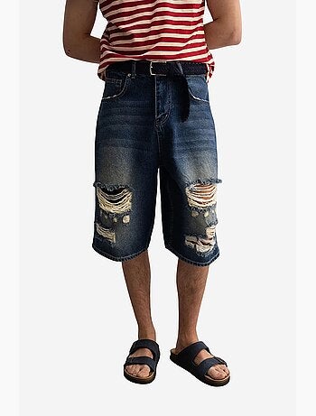 Destroyed denim midi-shorts met wijde pijpen giesto