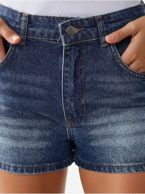 Destroyed denimshort met hoge taille hiccup - Kiabi Destroyed denimshort met hoge taille hiccup - Kiabi