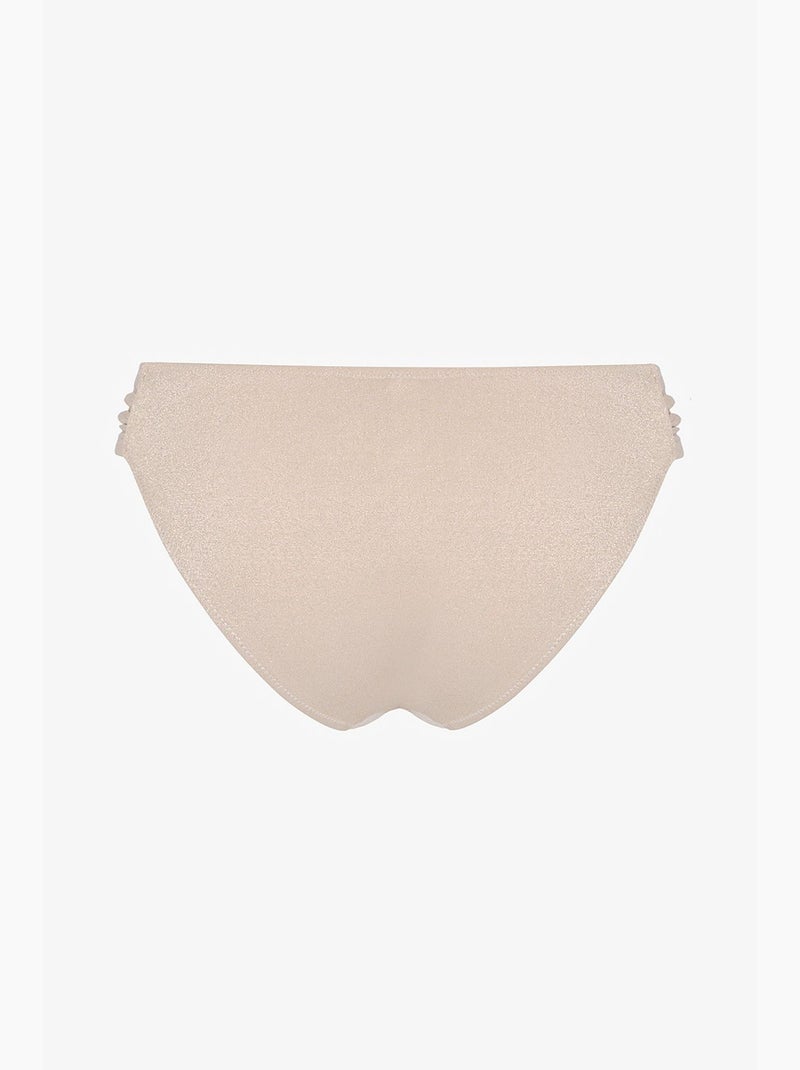 Devon met plooien aan de zijkant, glitter, bikinibroekje met middelhoge taille penti Klei-beige - Kiabi