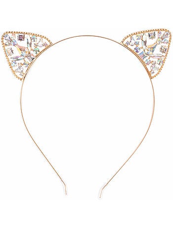 Diadeem haarband met kattenoren voor prinses verkleedkostuum