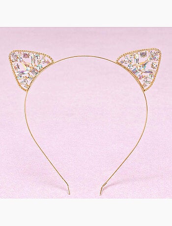 Diadeem haarband met kattenoren voor prinses verkleedkostuum
