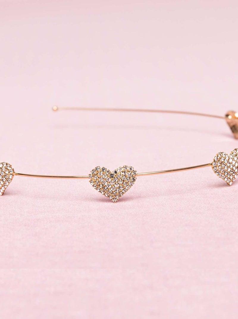 Diadeem hoofdband kind harten strass Roze - Kiabi