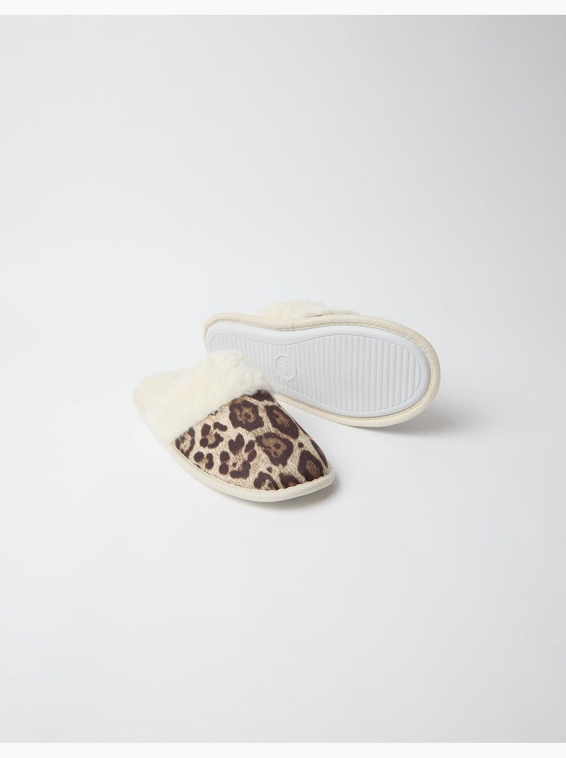 Dierenprint slaapkamerpantoffels, mo fashion Beige - Kiabi