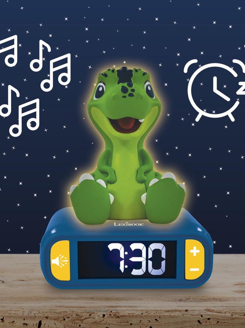 Digitale wekker met 3d dinosaur nachtlampje en geluidseffecten Groen - Kiabi