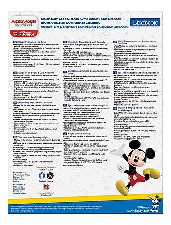 Digitale wekker met 3d mickey nachtlampje en geluidseffecten