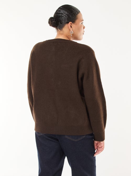 Dik, gebreid vest met fantasieknopen - Kiabi