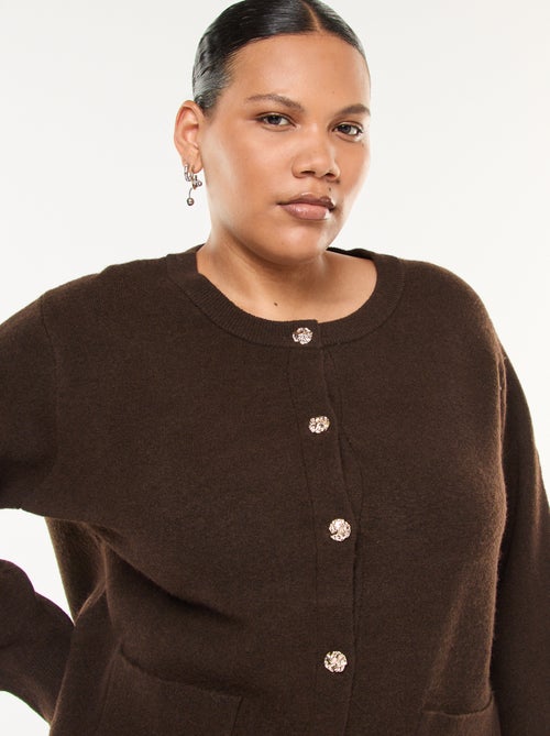 Dik, gebreid vest met fantasieknopen - Kiabi