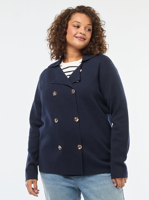 Dik, gebreid vest met knoopsluiting met twee rijen knopen - Kiabi
