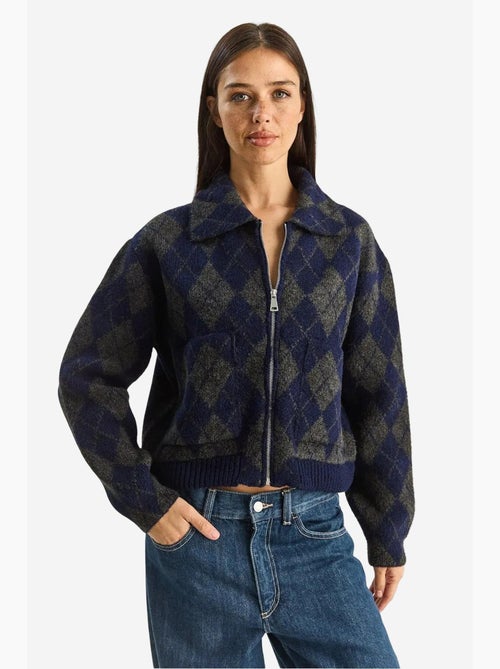 Dik jacquardgebreid vest met rits lucci - Kiabi Dik jacquardgebreid vest met rits lucci - Kiabi