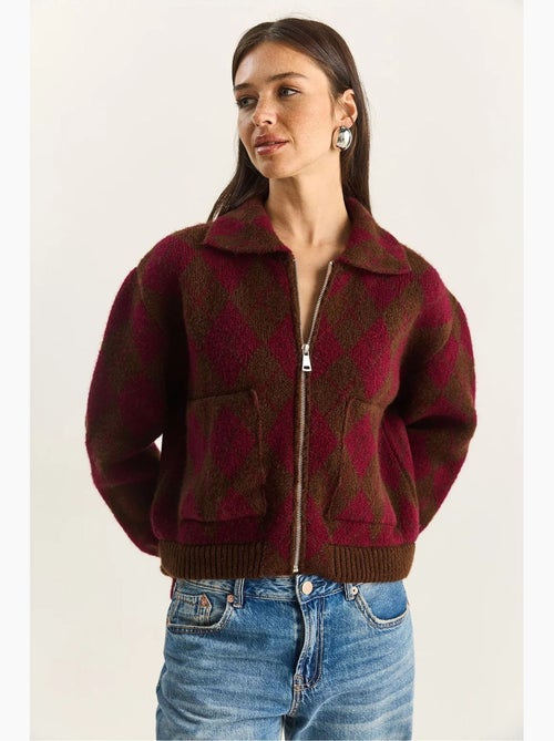 Dik jacquardgebreid vest met rits lucci - Kiabi Dik jacquardgebreid vest met rits lucci - Kiabi