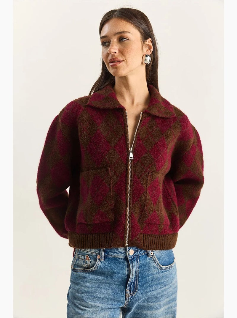 Dik jacquardgebreid vest met rits lucci Multicolor - Kiabi