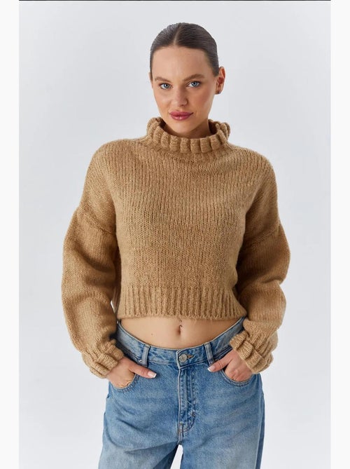 Dikke coltrui met textuur, cropped sweater mixray - Kiabi Dikke coltrui met textuur, cropped sweater mixray - Kiabi