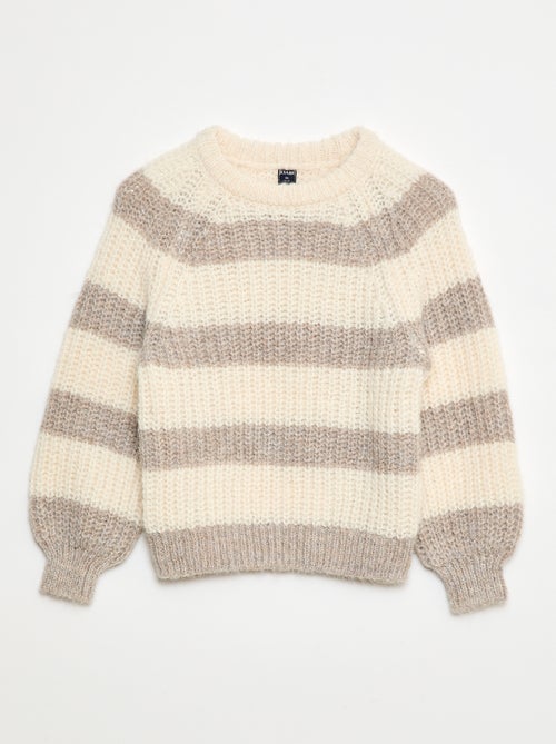 Dikke, gebreide trui met strepen - Kiabi
