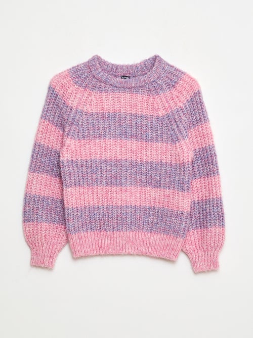 Dikke, gebreide trui met strepen - Kiabi