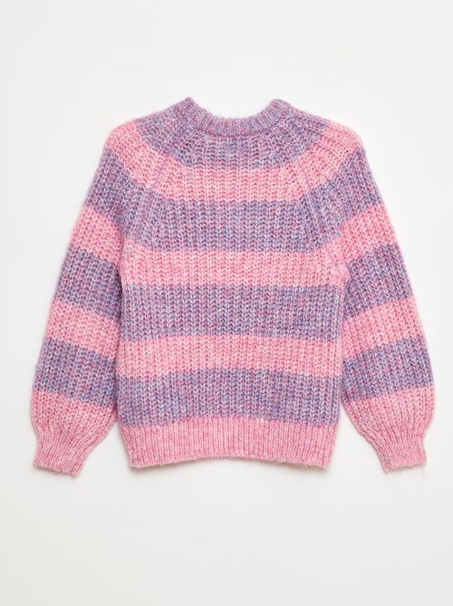 Dikke, gebreide trui met strepen - Kiabi