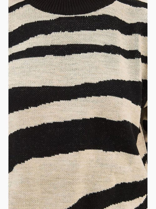 Dikke gebreide trui met zebraprint en ronde hals lucci - Kiabi Dikke gebreide trui met zebraprint en ronde hals lucci - Kiabi