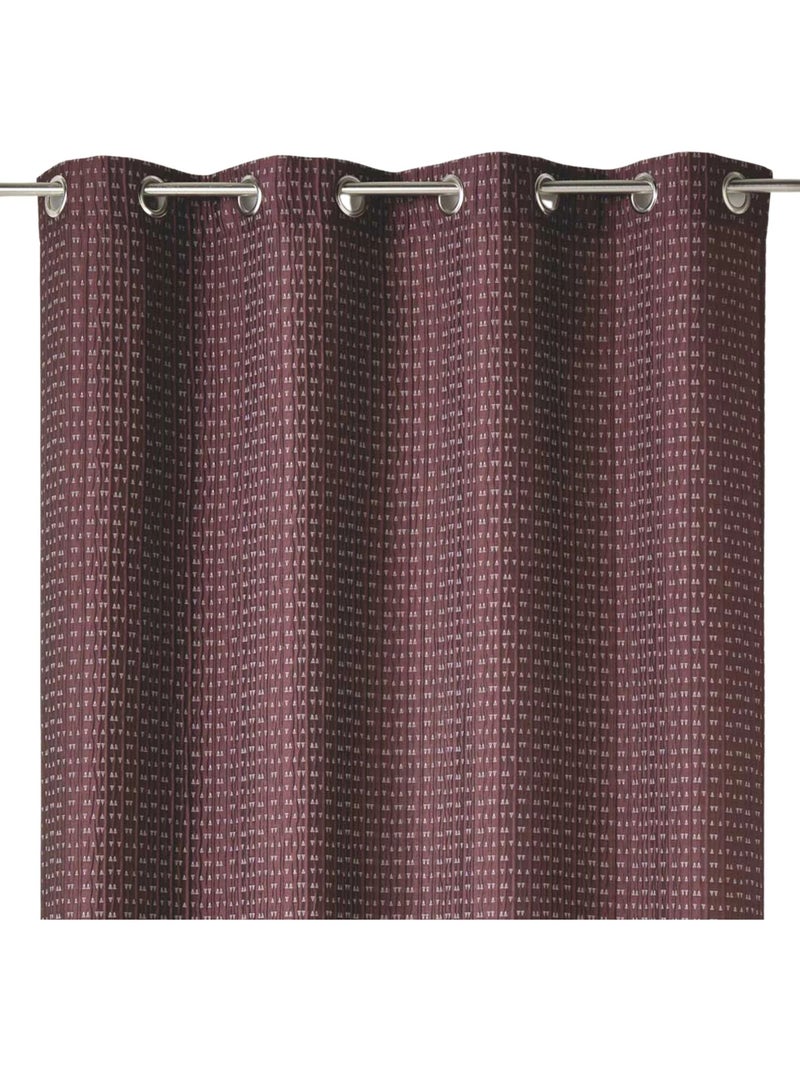 Dikke, lichtdoorlatende gordijnstof in effen jacquard met reliëf Pruimpaars - Kiabi