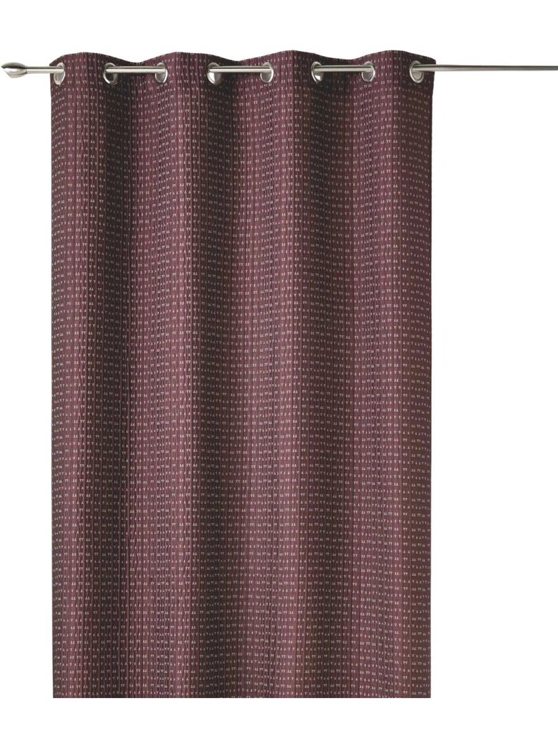 Dikke, lichtdoorlatende gordijnstof in effen jacquard met reliëf Pruimpaars - Kiabi
