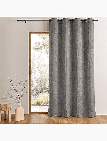 Dikke, lichtdoorlatende gordijnstof in effen jacquard met reliëf