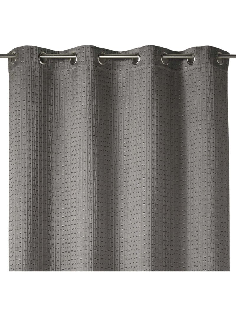 Dikke, lichtdoorlatende gordijnstof in effen jacquard met reliëf Taupe - Kiabi